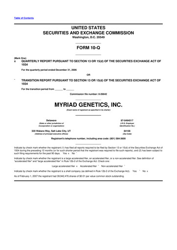 Thumbnail Myriad Genetics 10-Q Quarterly Report FY 