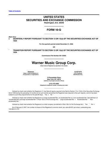 Thumbnail Warner Music Group
 10-Q Quarterly Report FY 
