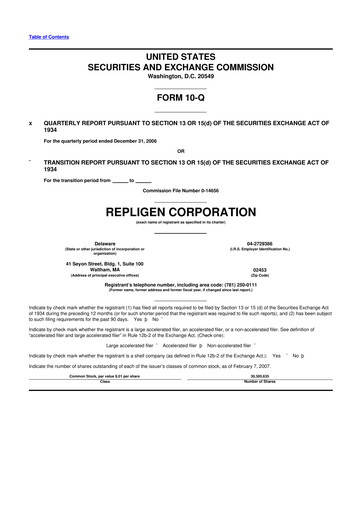 Thumbnail Repligen
 10-Q Quarterly Report FY 