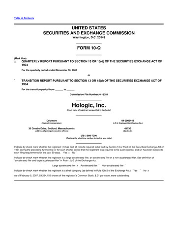 Thumbnail Hologic 10-Q Quarterly Report FY 