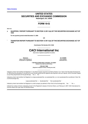 Thumbnail CACI International Inc 10-Q Quarterly Report FY 