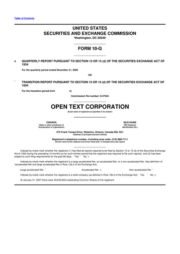 Thumbnail OpenText 10-Q Quarterly Report FY 