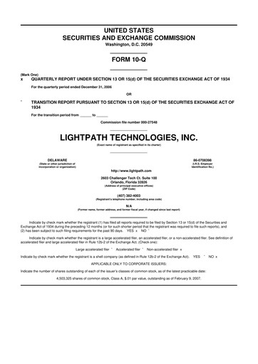 Thumbnail LightPath Technologies 10-Q Quarterly Report FY 