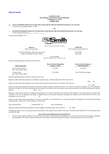 Thumbnail A. O. Smith 10-K Annual Report 