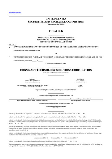 Miniature Cognizant Technology Solutions  10-K Rapport annuel 
