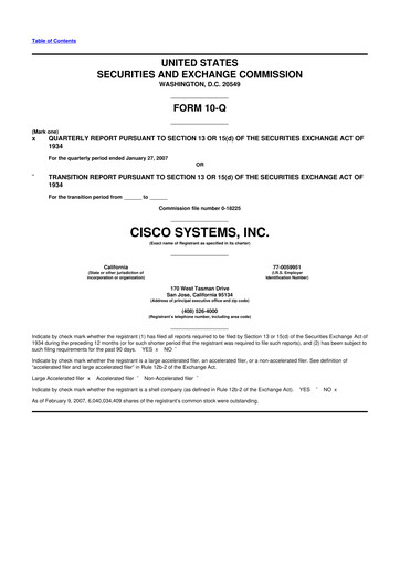 Thumbnail Cisco 10-Q Quarterly Report FY 