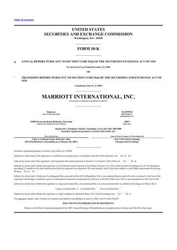 Thumbnail Marriott International 10-K Annual Report 