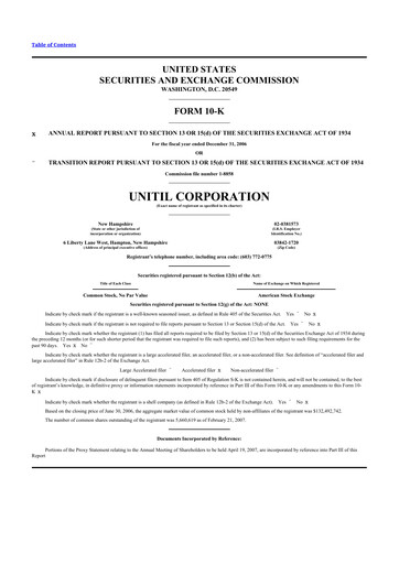 Thumbnail Unitil Corporation
 10-K Annual Report 