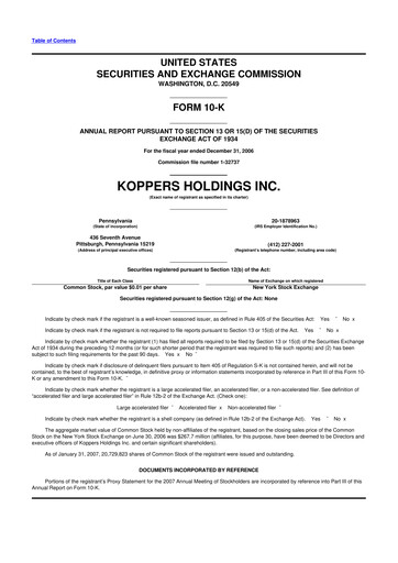 Vorschaubild Koppers Holdings 10-K Jahresbericht 