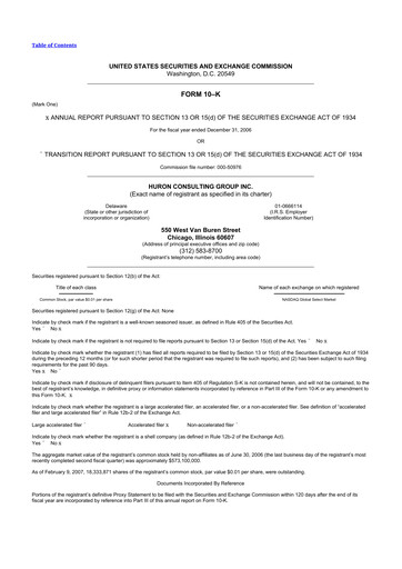 Thumbnail Huron Consulting 10-K Annual Report 