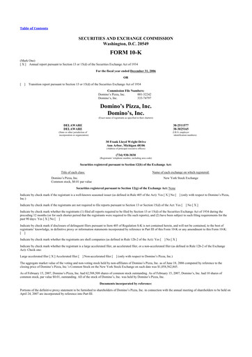 Thumbnail Domino's Pizza 10-K Annual Report 