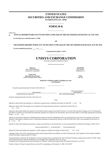 Thumbnail Unisys 10-K Annual Report 