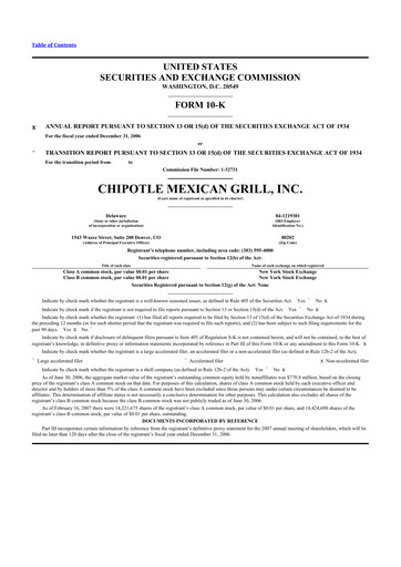 Thumbnail Chipotle Mexican Grill 10-K Annual Report 