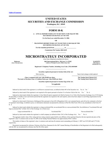 Thumbnail Strategy 
 (MicroStrategy) 10-K Annual Report 