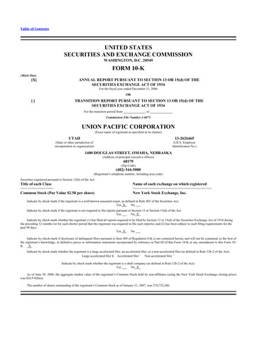 Thumbnail Union Pacific Corporation 10-K Annual Report 