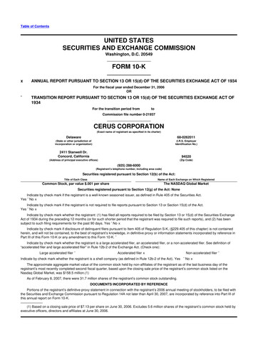 Thumbnail Cerus Corporation 10-K Annual Report 