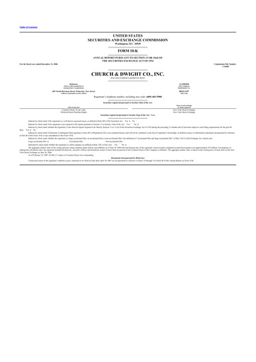 Thumbnail Church & Dwight
 10-K Annual Report 