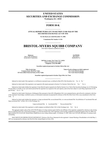 Thumbnail Bristol-Myers Squibb 10-K Annual Report 