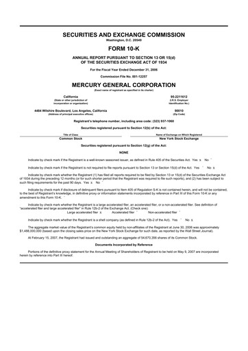 Miniature Mercury General
 10-K Rapport annuel 