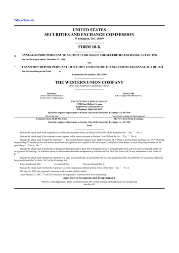 Thumbnail Western Union 10-K Annual Report 