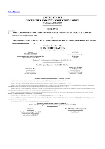 Thumbnail Olin Corporation 10-K Annual Report 