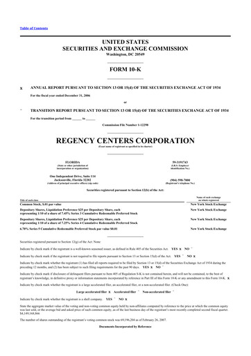 Thumbnail Regency Centers
 10-K Annual Report 