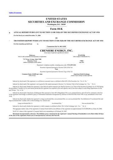 Thumbnail Cheniere Energy
 10-K Annual Report 