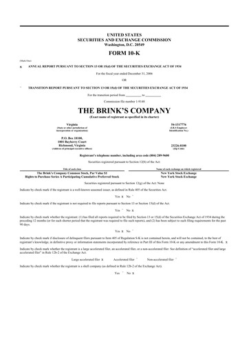 Thumbnail Brink's
 10-K Annual Report 