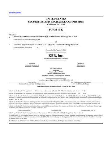 Thumbnail KBR
 10-K Annual Report 