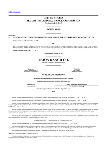 Thumbnail Tejon Ranch
 10-K Annual Report 