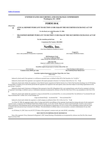 Thumbnail Netflix 10-K Annual Report 