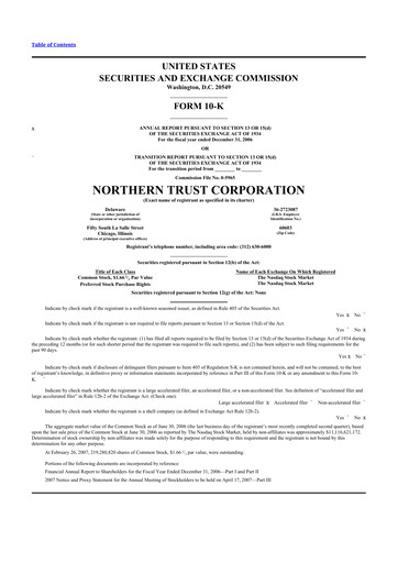 Thumbnail Northern Trust
 10-K Annual Report 