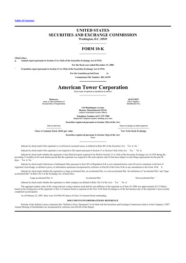 Thumbnail American Tower 10-K Annual Report 