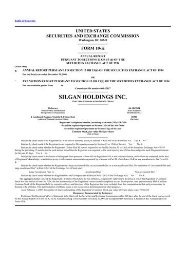 Thumbnail Silgan Holdings
 10-K Annual Report 