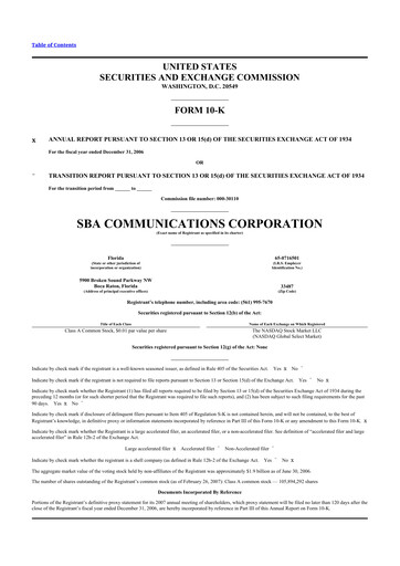 Thumbnail SBA Communications 10-K Annual Report 
