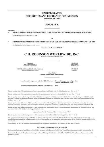 Thumbnail C. H. Robinson 10-K Annual Report 