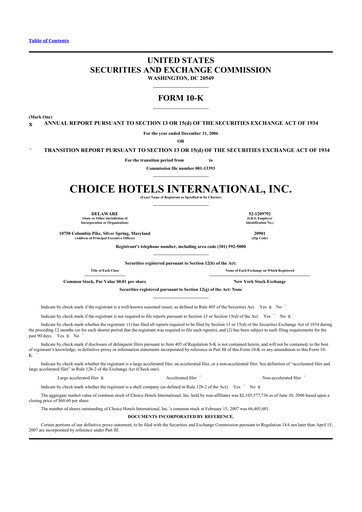 Thumbnail Choice Hotels International 10-K Annual Report 