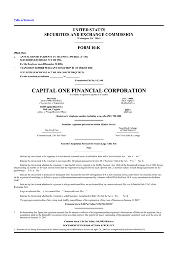 Thumbnail Capital One 10-K Annual Report 
