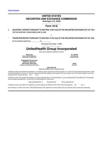 Thumbnail UnitedHealth 10-Q Quarterly Report FY 