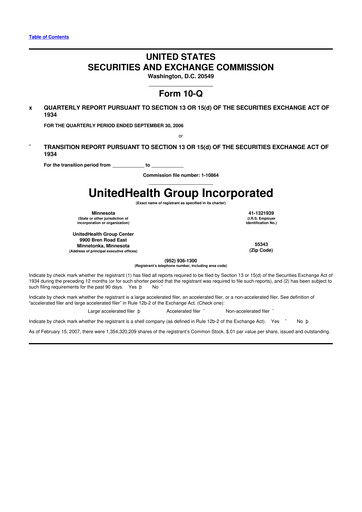 Thumbnail UnitedHealth 10-Q Quarterly Report FY 
