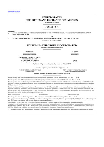 Thumbnail UnitedHealth 10-K Annual Report 