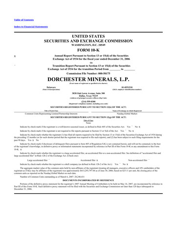 Thumbnail Dorchester Minerals 10-K Annual Report 