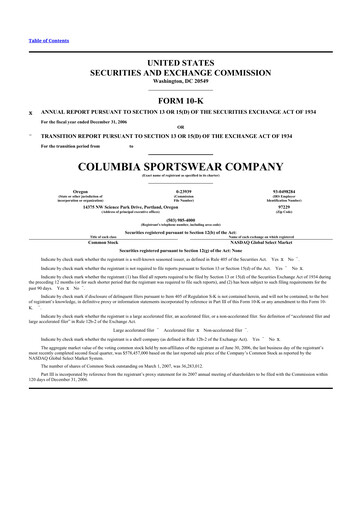 Thumbnail Columbia Sportswear
 10-K Annual Report 