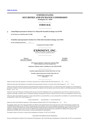 Thumbnail Exponent
 10-K Annual Report 