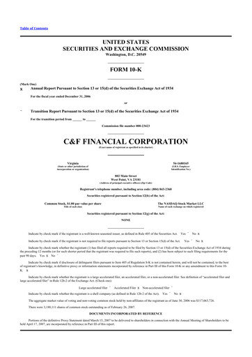 Thumbnail C&F Financial Corporation

 10-K Annual Report 
