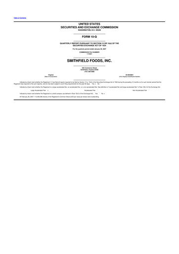 Thumbnail Smithfield Foods 10-Q Quarterly Report FY 