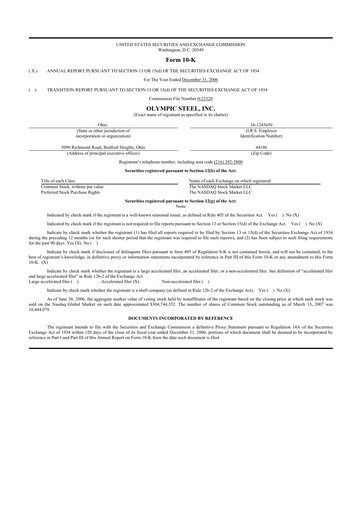 Thumbnail Olympic Steel
 10-K Annual Report 