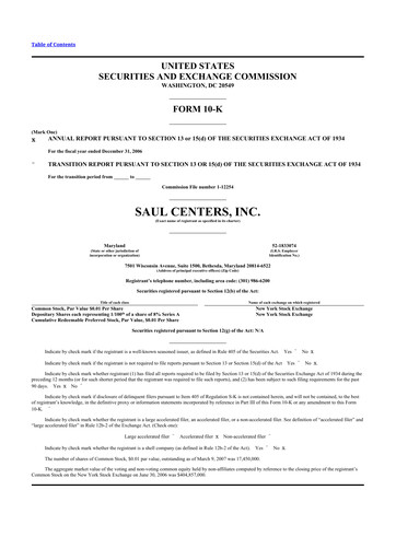 Thumbnail Saul Centers 10-K Annual Report 