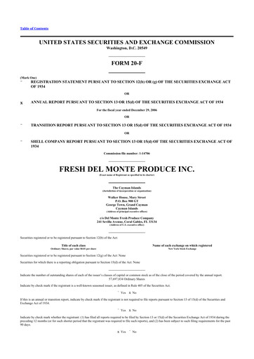 Thumbnail Fresh Del Monte Produce
 20-F Annual Report 