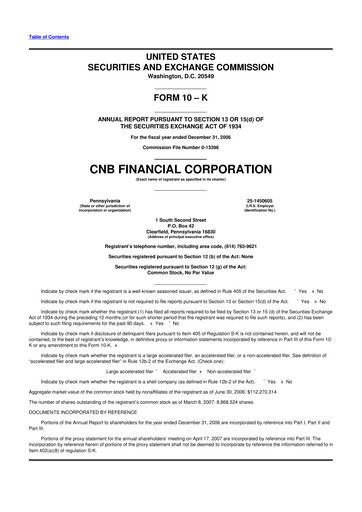 Thumbnail CNB Financial Corp 10-K Annual Report 